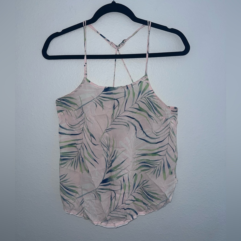 Stars Above Pink Racerback Tropical Print Tank Top Size X Small